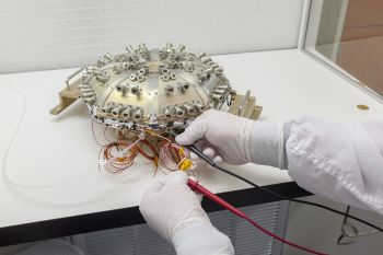 An APL technician prepares the Energetic Particle Instrument-Low Energy (EPI-Lo) for installation on NASA’s Solar Probe Plus spacecraft. 