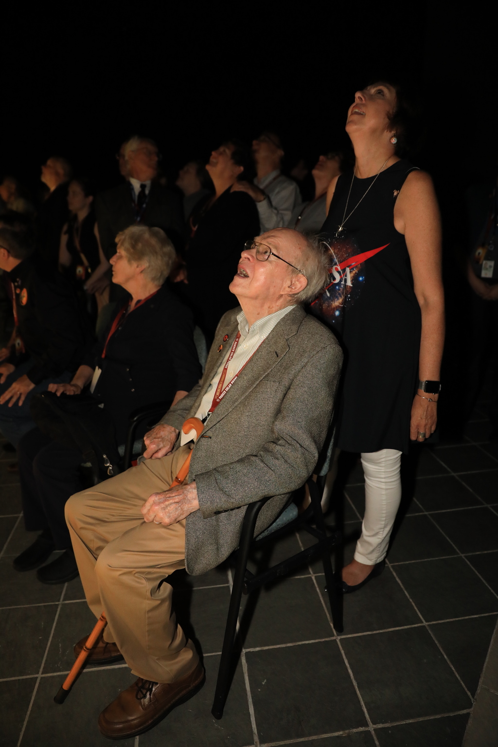 Eugene Parker watches the launch of the spacecraft that bears his name – NASA’s Parker Solar Probe – early in the morning of Aug. 12, 2018. NASA Director of Heliophysics Nicky Fox, who at the time was the Parker Solar Probe project scientist, stands behind him. Parker Solar Probe is humanity’s first mission to the Sun and has traveled closer to our star than any spacecraft before.