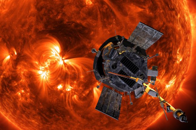 Artist’s concept of the Parker Solar Probe spacecraft approaching the sun. Launched in 2018, the probe is increasing our ability to forecast major space-weather events that impact life on Earth.