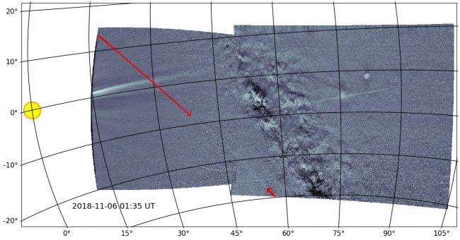 Parker Solar Probe's WISPR instruments captured the first-ever view of a dust trail in the orbit of asteroid Phaethon. This dust trail creates the Geminids meteor shower, visible each December. 