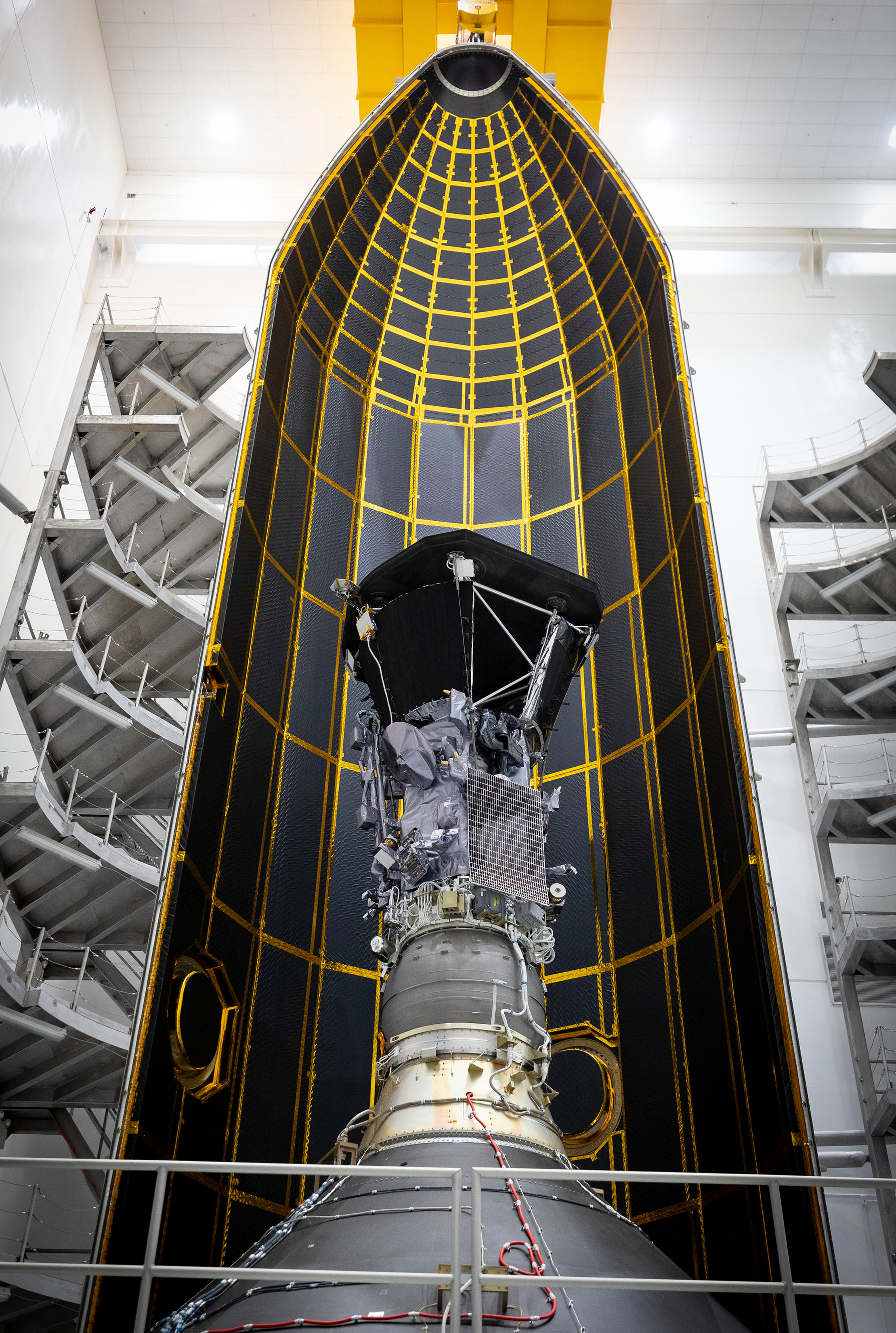 Parker Solar Probe awaits closure of its fairing and eventual transport to the launch pad in 2018.